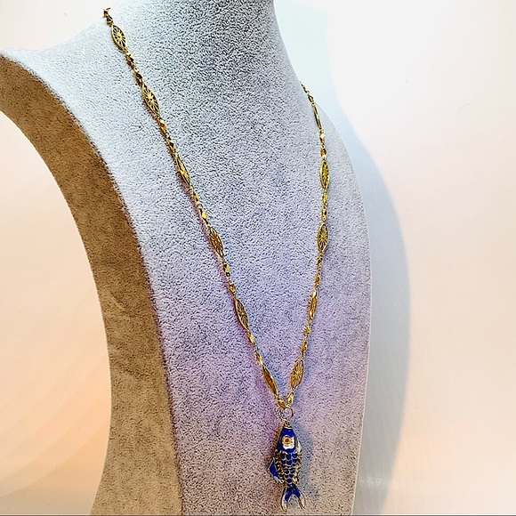 Vintage Necklace w/ Reticulating Fish Pendant - Picture 3 of 7